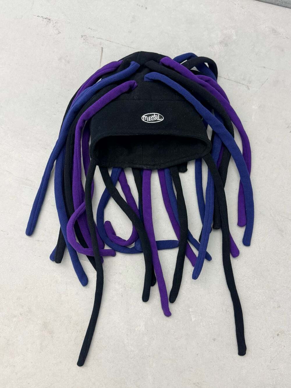 Mental Inc. Fleece Cyber Goth Dreadlocks Beanie Hat Black Purple Cyberpunk 90s